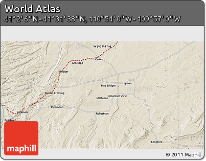 Shaded Relief 3D Map of the Area around 41° 16' 52" N, 110° 25' 30" W