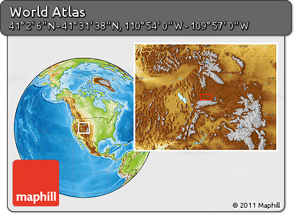 Physical Location Map of the Area around 41° 16' 52" N, 110° 25' 30" W