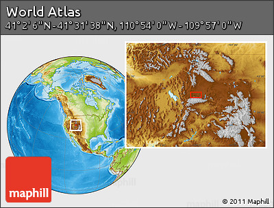 Physical Location Map of the Area around 41° 16' 52" N, 110° 25' 30" W
