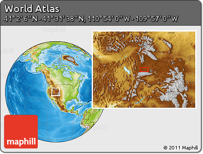 Physical Location Map of the Area around 41° 16' 52" N, 110° 25' 30" W