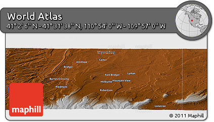 Physical Panoramic Map of the Area around 41° 16' 52" N, 110° 25' 30" W