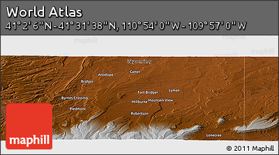 Physical Panoramic Map of the Area around 41° 16' 52" N, 110° 25' 30" W