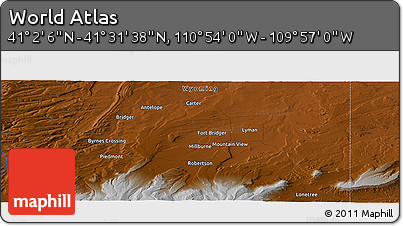 Physical Panoramic Map of the Area around 41° 16' 52" N, 110° 25' 30" W