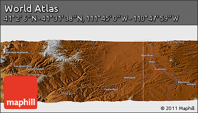 Physical Panoramic Map of the Area around 41° 16' 52" N, 111° 16' 30" W