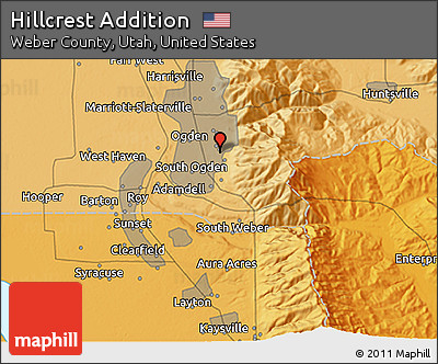 Political 3D Map of Hillcrest Addition