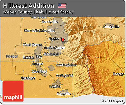 Political 3D Map of Hillcrest Addition