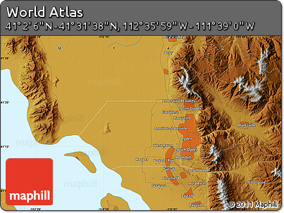 Physical Map of the Area around 41° 16' 52" N, 112° 7' 30" W