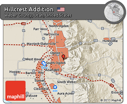 Shaded Relief Map of Hillcrest Addition