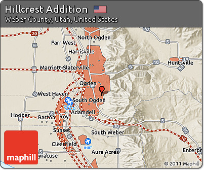 Shaded Relief Map of Hillcrest Addition