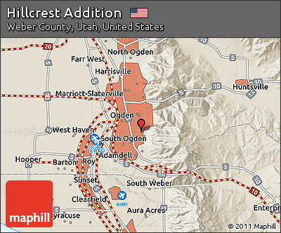 Shaded Relief Map of Hillcrest Addition