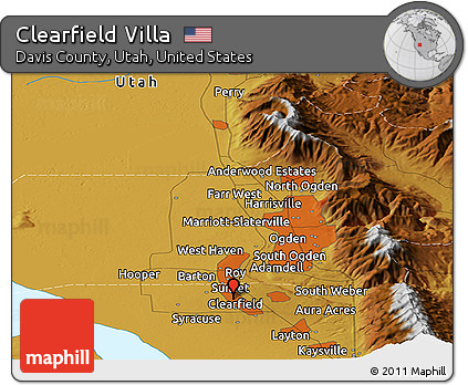 Physical Panoramic Map of Clearfield Villa