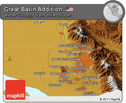 Physical Panoramic Map of Great Basin Addition