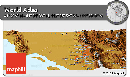 Physical Panoramic Map of the Area around 41° 16' 52" N, 112° 7' 30" W