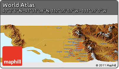 Physical Panoramic Map of the Area around 41° 16' 52" N, 112° 7' 30" W