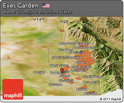 Satellite Panoramic Map of Eves Garden