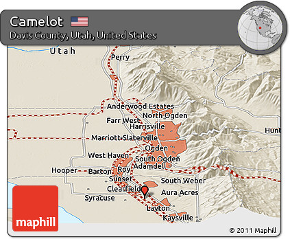 Shaded Relief Panoramic Map of Camelot