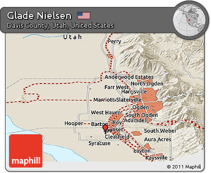 Shaded Relief Panoramic Map of Glade Nielsen