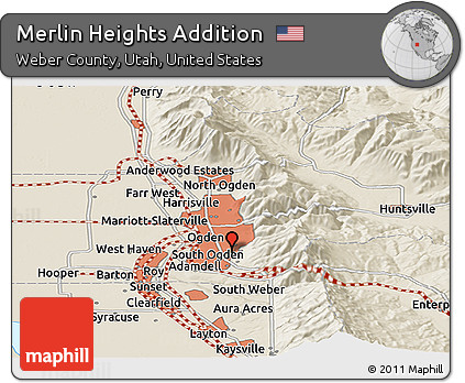 Shaded Relief Panoramic Map of Merlin Heights Addition