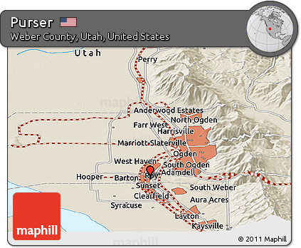 Shaded Relief Panoramic Map of Purser