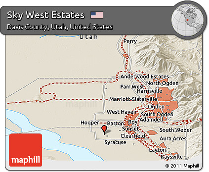 Shaded Relief Panoramic Map of Sky West Estates