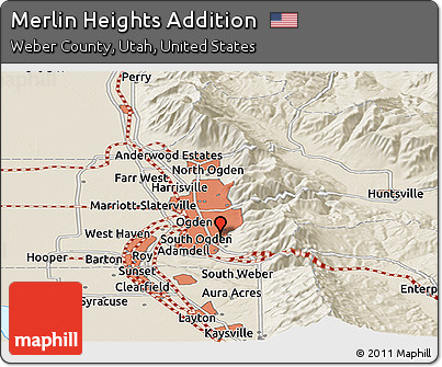 Shaded Relief Panoramic Map of Merlin Heights Addition