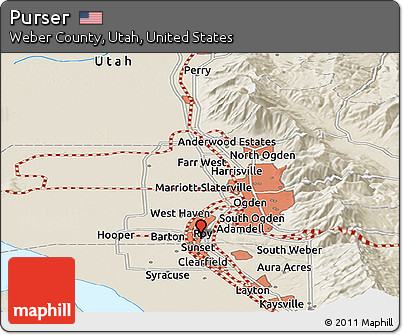 Shaded Relief Panoramic Map of Purser