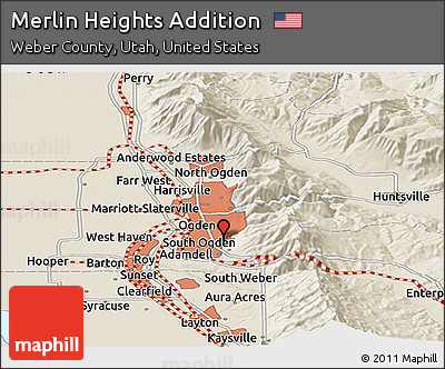 Shaded Relief Panoramic Map of Merlin Heights Addition