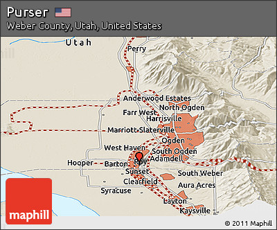 Shaded Relief Panoramic Map of Purser