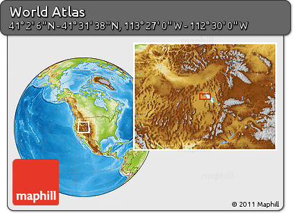 Physical Location Map of the Area around 41° 16' 52" N, 112° 58' 29" W