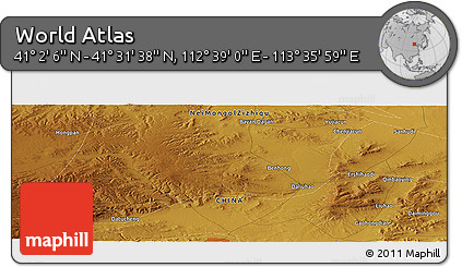 Physical Panoramic Map of the Area around 41° 16' 52" N, 113° 7' 30" E