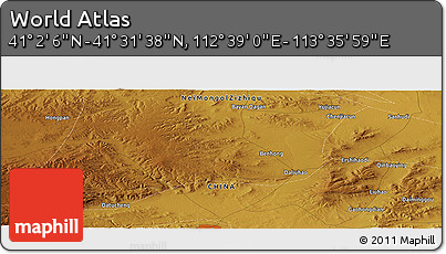 Physical Panoramic Map of the Area around 41° 16' 52" N, 113° 7' 30" E