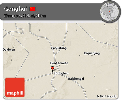 Shaded Relief 3D Map of Gonghui