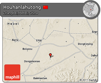 Shaded Relief 3D Map of Houhanlahutong