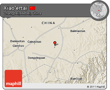 Shaded Relief 3D Map of Xiao'ertai