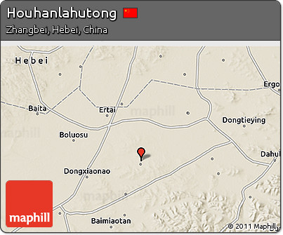 Shaded Relief 3D Map of Houhanlahutong