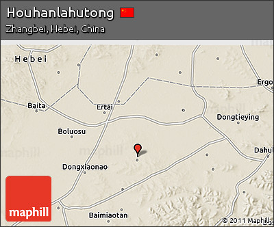 Shaded Relief 3D Map of Houhanlahutong