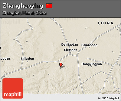 Shaded Relief 3D Map of Zhanghaoying