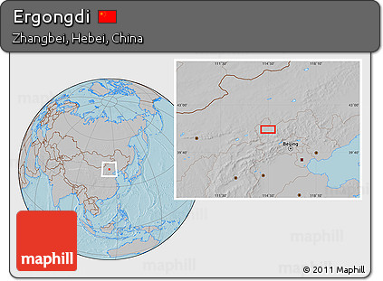 Gray Location Map of Ergongdi, hill shading
