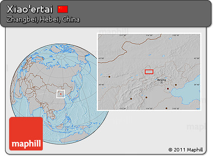 Gray Location Map of Xiao'ertai, hill shading