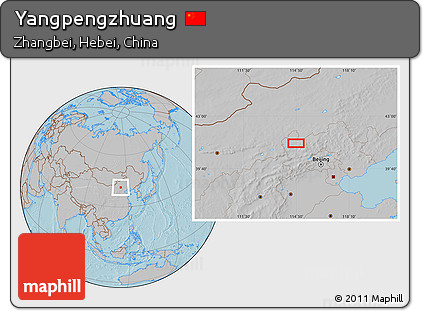 Gray Location Map of Yangpengzhuang, hill shading