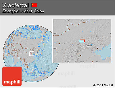 Gray Location Map of Xiao'ertai, hill shading