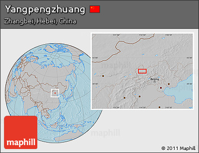 Gray Location Map of Yangpengzhuang, hill shading