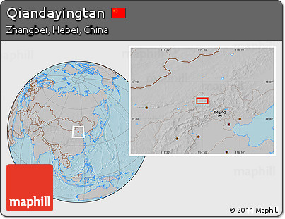 Gray Location Map of Qiandayingtan, hill shading