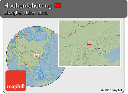 Savanna Style Location Map of Houhanlahutong, hill shading