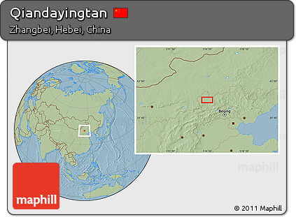 Savanna Style Location Map of Qiandayingtan, hill shading