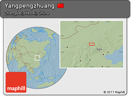 Savanna Style Location Map of Yangpengzhuang, hill shading