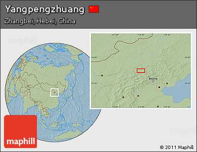 Savanna Style Location Map of Yangpengzhuang, hill shading