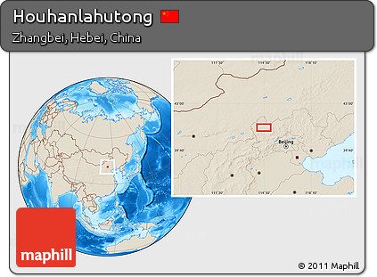 Shaded Relief Location Map of Houhanlahutong