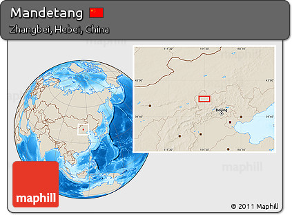 Shaded Relief Location Map of Mandetang