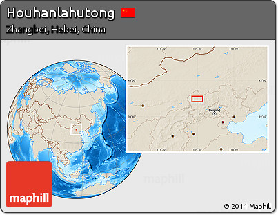 Shaded Relief Location Map of Houhanlahutong